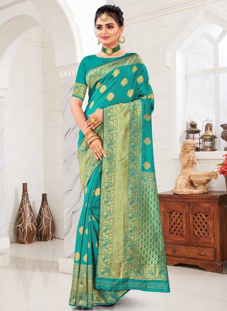 Sea Green Colour Santraj New Fancy Festive Wear Banarasi Silk Designer Latest Saree Collection 1020